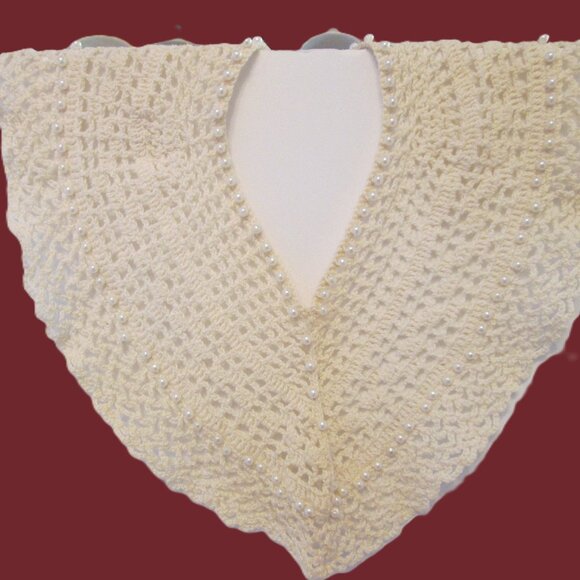 Vtg Victorian style crocheted pearl lined dress collar with pearl button closure - Picture 12 of 13